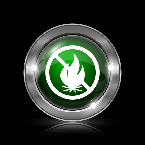 Silver Green Glossy Icon Black Background — Stock Photo, Image