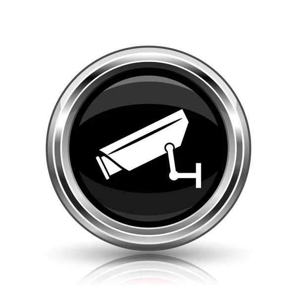 Icono Cámara Vigilancia Botón Metálico Internet Sobre Fondo Blanco —  Fotos de Stock