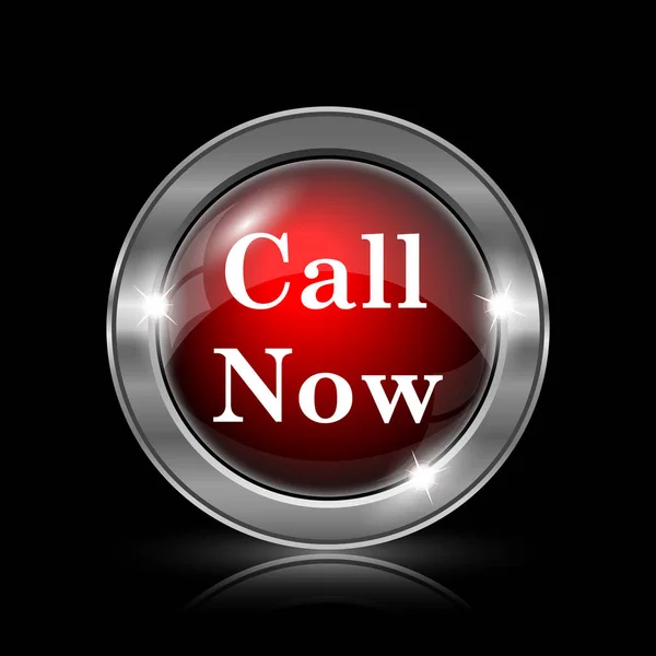 Call now icon. Metallic internet button on black background