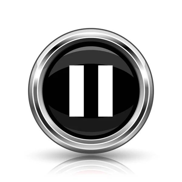 Pause Icon Metallic Internet Button White Background — Stock Photo, Image