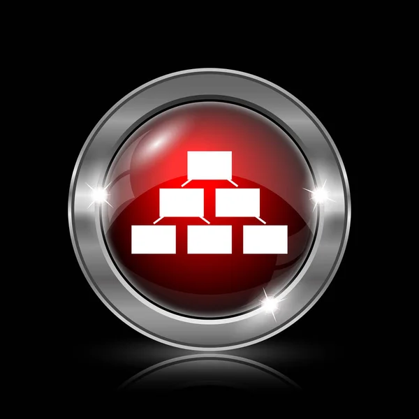 Icono Organigrama Botón Metálico Internet Sobre Fondo Negro — Foto de Stock