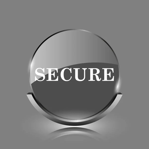 Secure Icon Shiny Glossy Internet Button Grey Background — Stock Photo, Image