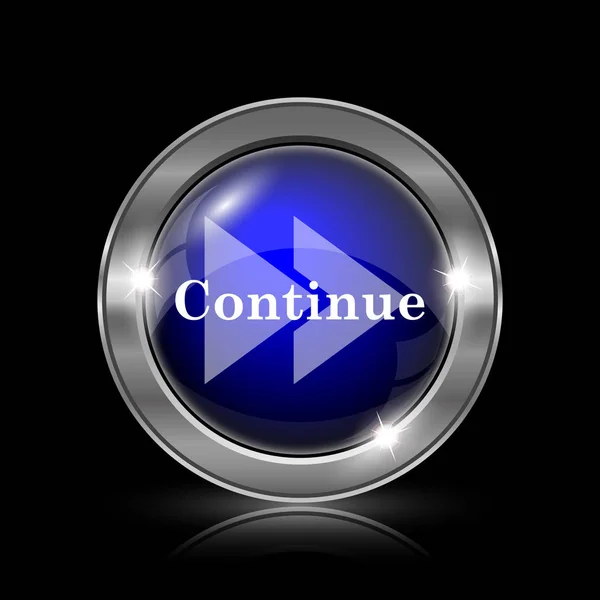 Continue Icon Metallic Internet Button Black Background — Stock Photo, Image