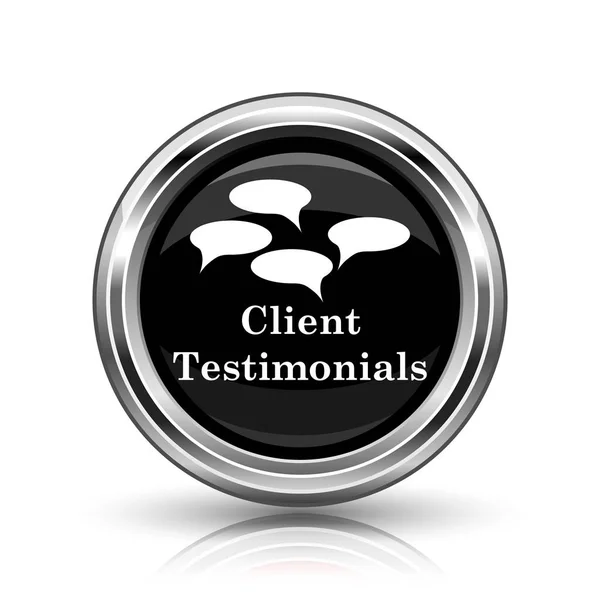 Client Testimonials Icon Metallic Internet Button White Background — Stock Photo, Image