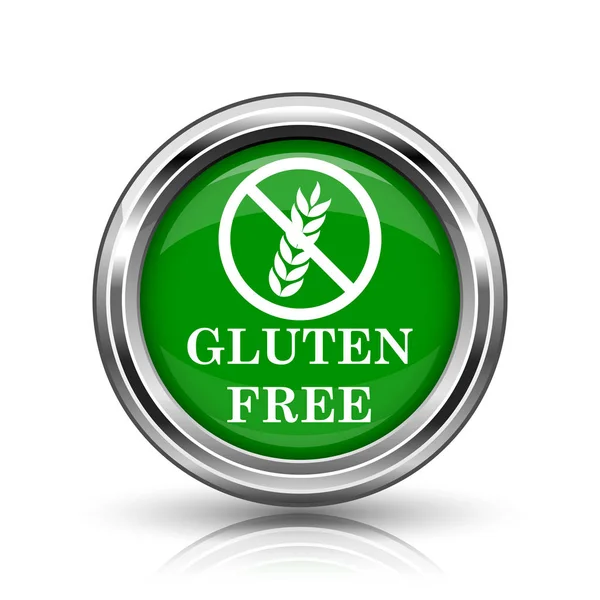 Glutenfreies Symbol Metallische Internet Taste Auf Weißem Hintergrund — Stockfoto