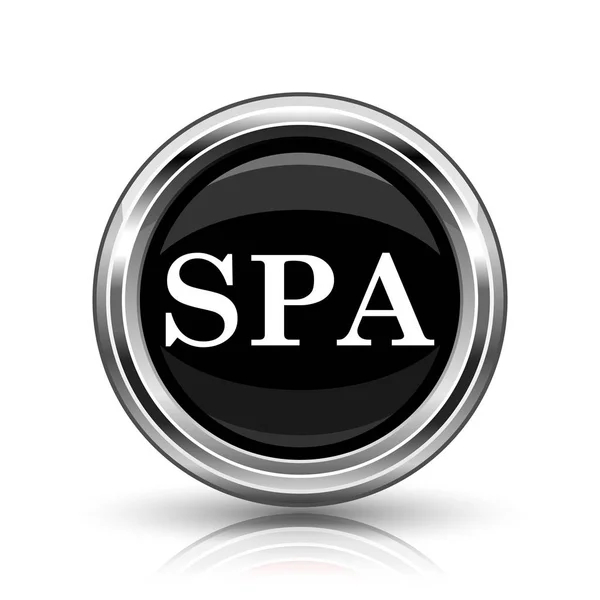 Ícone Spa Botão Internet Metálica Fundo Branco — Fotografia de Stock