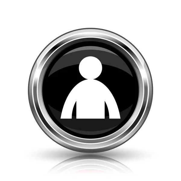 ユーザー プロファイルのアイコン 白い背景の上に金属製のインター ネット ボタン — ストック写真