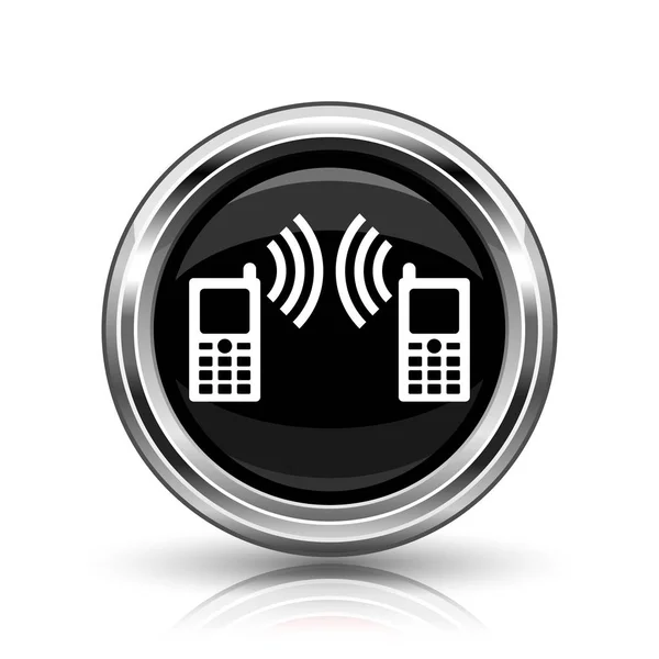 Communication Icon Metallic Internet Button White Background — Stock Photo, Image