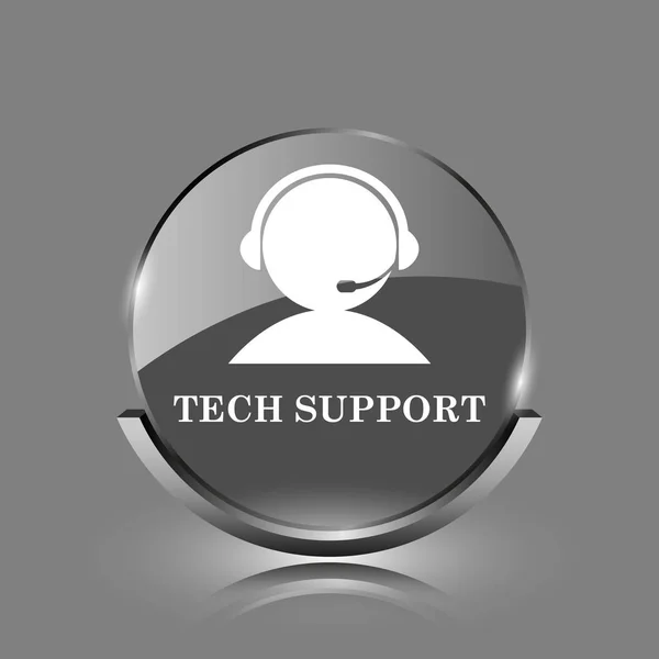 Ikona Pomocy Technicznej Błyszczący Połysk Przycisk Internet Szarym Tle — Zdjęcie stockowe