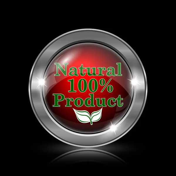 100 Naturalny Produkt Ikona Metalowy Przycisk Internet Czarnym Tle — Zdjęcie stockowe