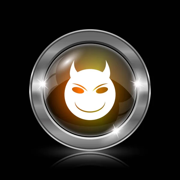 Ikona Zła Metalowy Przycisk Internet Czarnym Tle — Zdjęcie stockowe