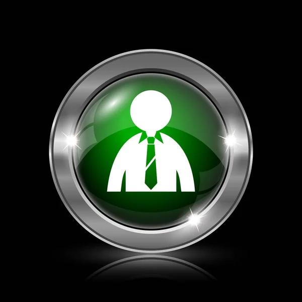 Silver Green Glossy Icon Black Background — Stock Photo, Image