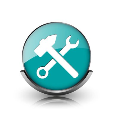 Araçlar simgesi. Beyaz zemin üzerine metalik Internet düğmesi