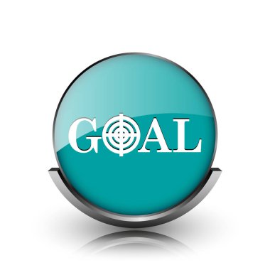 Hedef simgesi. beyaz zemin üzerine metalik internet düğmesi