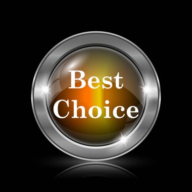 En iyi seçim simgesi. Siyah arka plan üzerine metalik Internet düğmesi