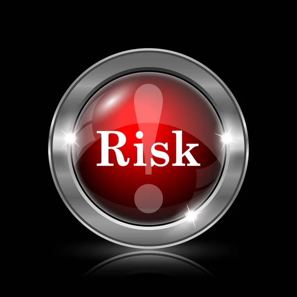 Risk Icon Metallic Internet Button Black Background — Stock Photo, Image