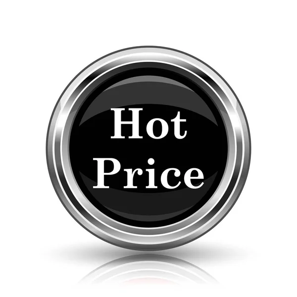 Cena Gorący Ikona Metalowy Przycisk Internet Białym Tle — Zdjęcie stockowe