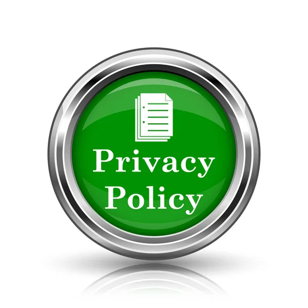 プライバシー ポリシー アイコン 白い背景の上に金属製のインター ネット ボタン — ストック写真