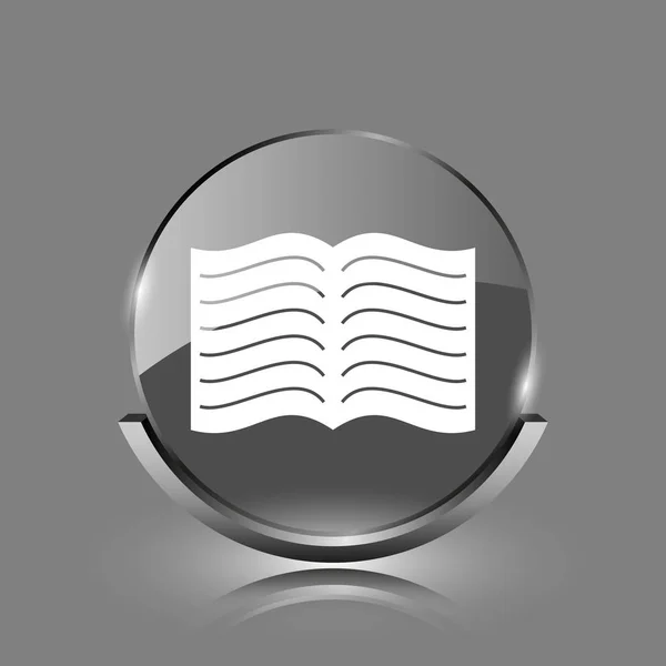 Икона Книги Блестящая Глянцевая Интернет Кнопка Сером Фоне — стоковое фото