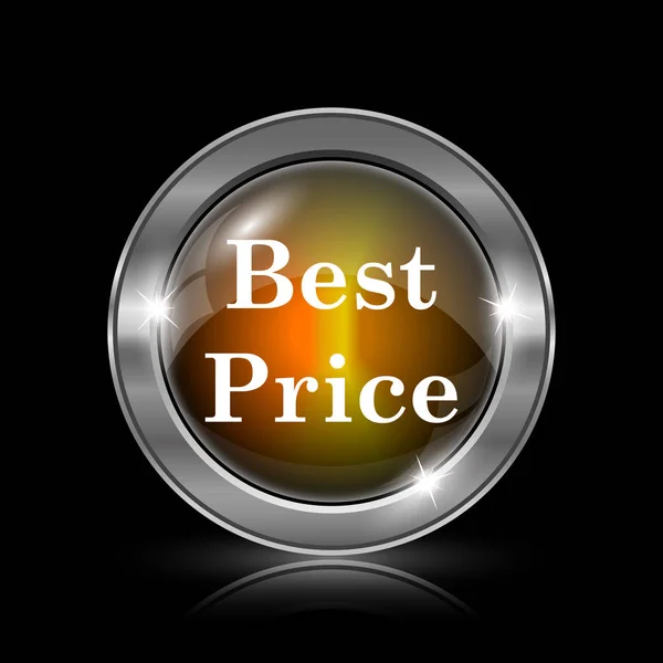 Иконка Лучшей Цены Металлическая Кнопка Интернет Черном Фоне — стоковое фото