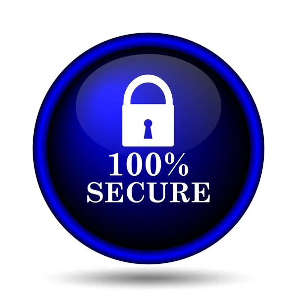 100 Percent Secure Icon Internet Button White Background — Stock Photo, Image