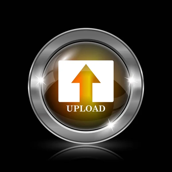 Upload Icon Metallic Internet Button Black Background — Stock Photo, Image