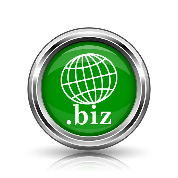 Biz Icon Metallic Internet Button White Background — Stock Photo, Image
