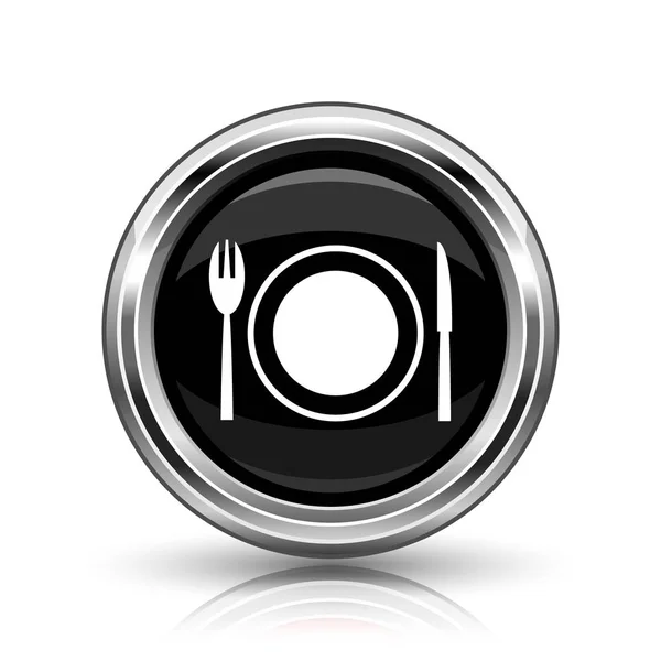 Restaurant Pictogram Metalen Internet Knop Witte Achtergrond — Stockfoto