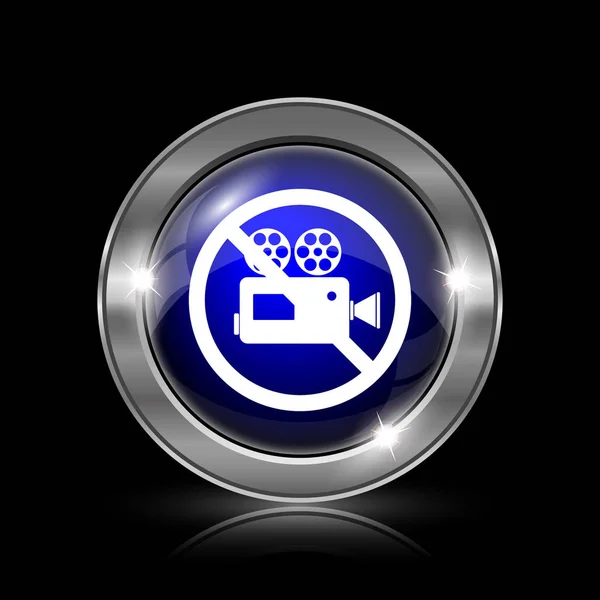 Forbidden Video Camera Icon Metallic Internet Button Black Background — Stock Photo, Image