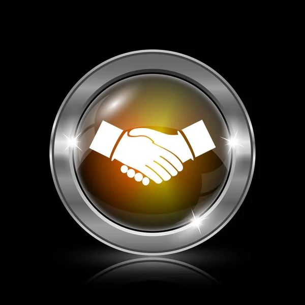 Agreement Icon Metallic Internet Button Black Background — Stock Photo, Image