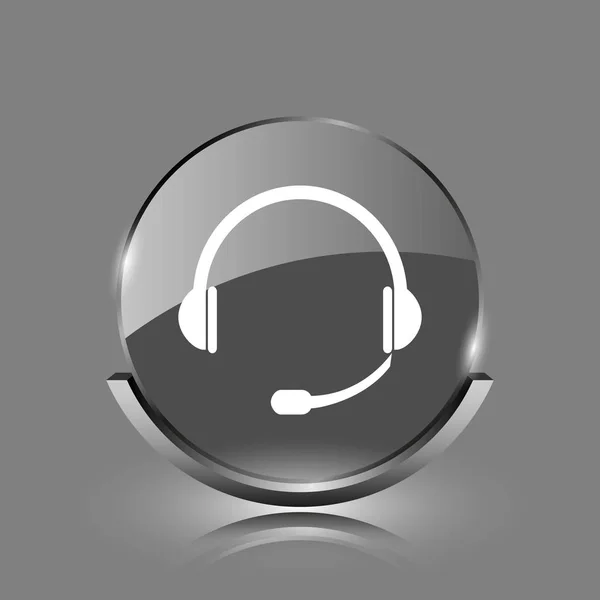 Headphones Icon Shiny Glossy Internet Button Grey Background — Stock Photo, Image