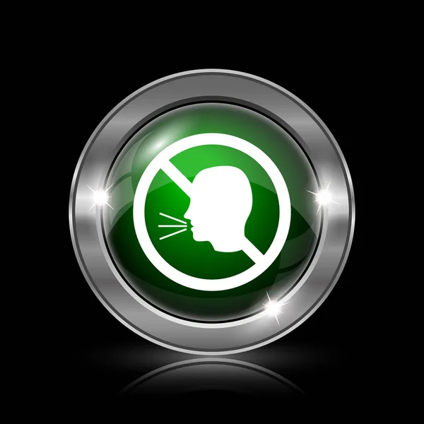 Stříbrné Zelené Lesklé Ikona Černém Pozadí — Stock fotografie