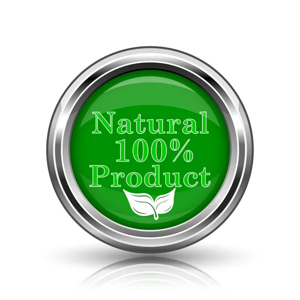 100 Percent Natural Product Icon Metallic Internet Button White Background — Stock Photo, Image