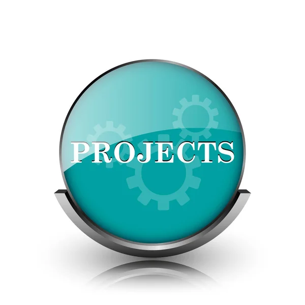 Projects Icon Metallic Internet Button White Background — Stock Photo, Image