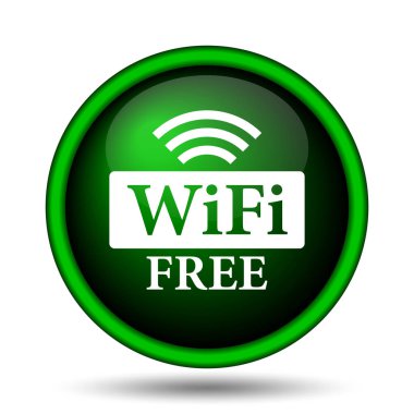 WiFi ücretsiz simge. Beyaz arka plan üzerinde Internet düğmesi
