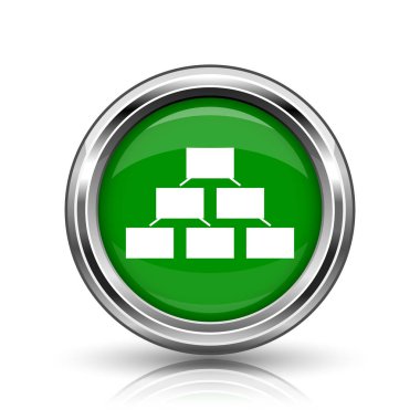 Kuruluş şeması simgesi. Beyaz zemin üzerine metalik Internet düğmesi