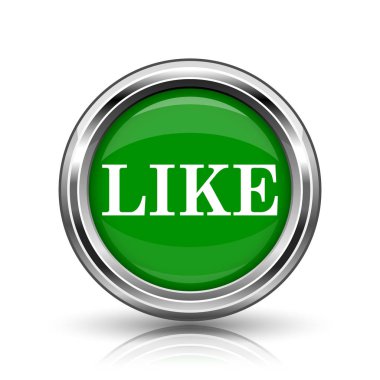 simge gibi. beyaz zemin üzerine metalik internet düğmesi