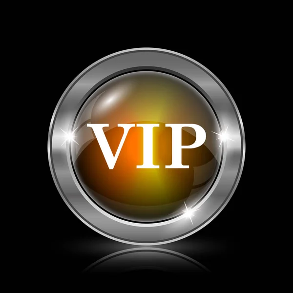 Vip Икона Металлическая Кнопка Интернет Черном Фоне — стоковое фото