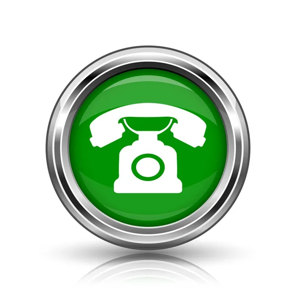 Ikona Telefonu Kovové Tlačítko Internet Bílém Pozadí — Stock fotografie