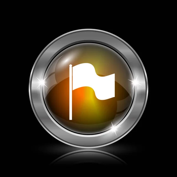 Flag Icon Metallic Internet Button Black Background — Stock Photo, Image