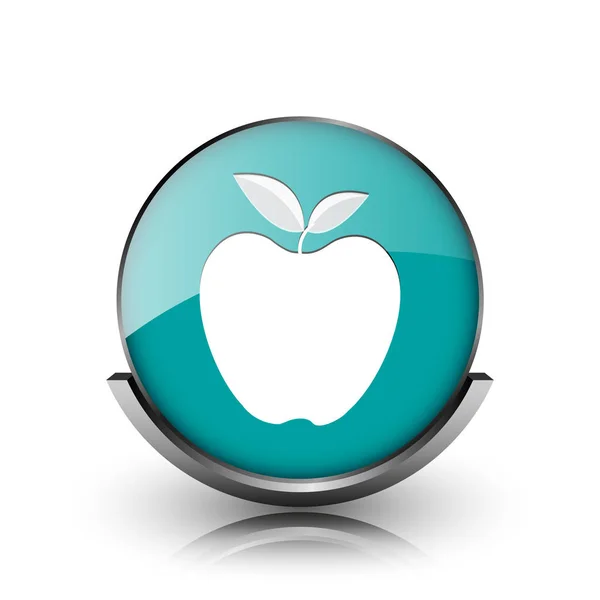 Ikona Apple Kovové Tlačítko Internet Bílém Pozadí — Stock fotografie