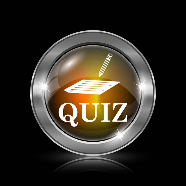 Quiz Icon Metallic Internet Button Black Background — Stock Photo, Image