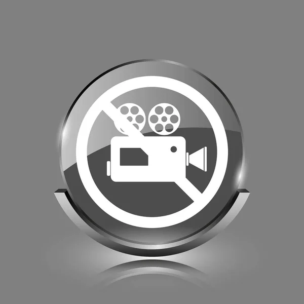 Forbidden Video Camera Icon Shiny Glossy Internet Button Grey Background — Stock Photo, Image