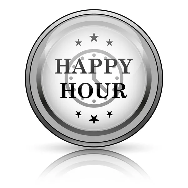 Happy Hour Pictogram Internet Knop Witte Achtergrond — Stockfoto