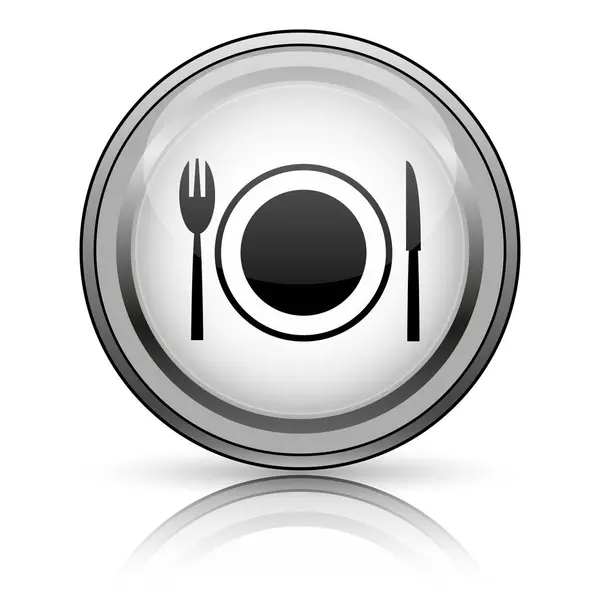 Icono Del Restaurante Botón Internet Sobre Fondo Blanco — Foto de Stock