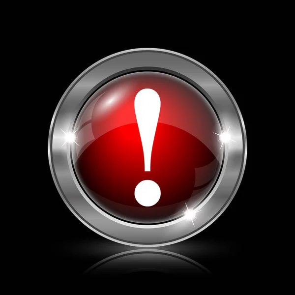 Attention Icon Metallic Internet Button Black Background — Stock Photo, Image