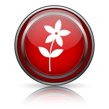 Beyaz zemin üzerine kırmızı parlak simge. Internet düğmesi.