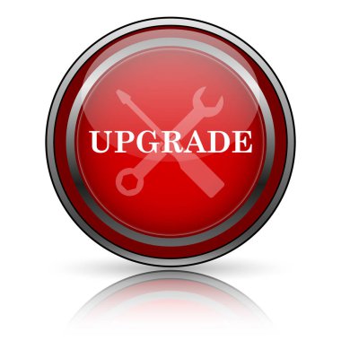 Beyaz zemin üzerine kırmızı parlak simge. Internet düğmesi.