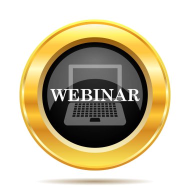 Webinar simgesi. Beyaz arka plan üzerinde Internet düğmesi
