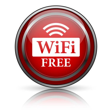 Beyaz zemin üzerine kırmızı parlak simge. Internet düğmesi.